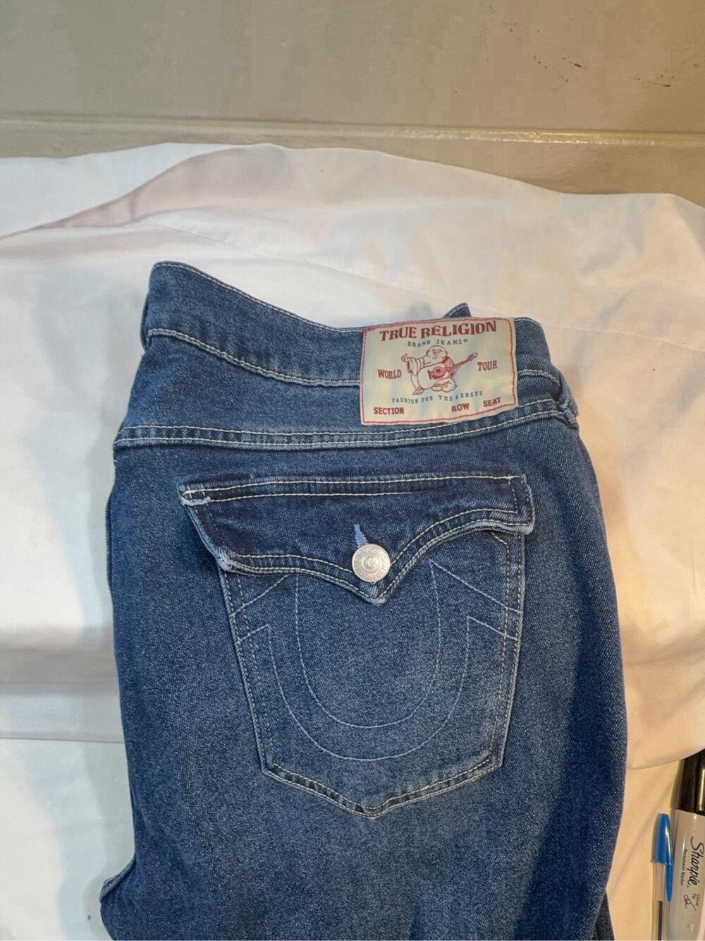 True Religion Geno Relaxed Slim Pants Jeans Made in USA Size 32